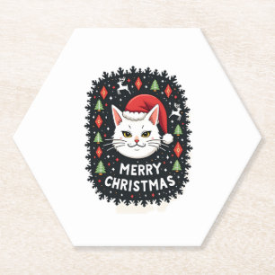 Smudge Cat Ugly Christmas Sweater (2) Paper Coaster