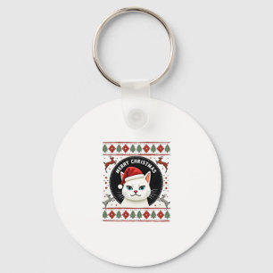 Smudge Cat Ugly Christmas Sweater (3) Keychain