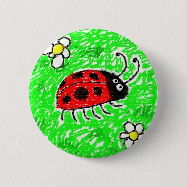 Smudgy Ladybug 2 Inch Round Button (Front)