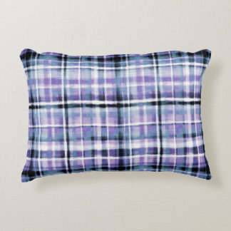 Smudgy Modern Purple Plaid Accent Pillow
