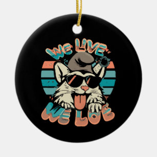 Smurf Cat - We Live We Love  Ceramic Ornament