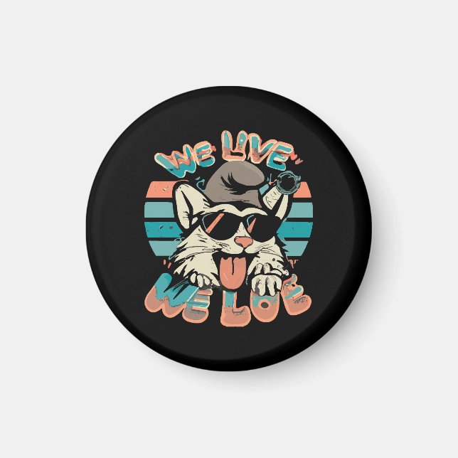 Smurf Cat - We Live We Love  Magnet (Front)
