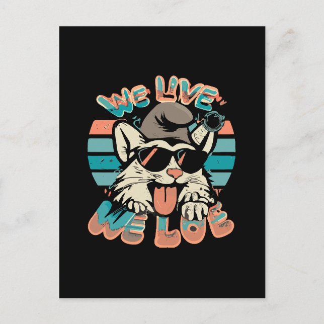 Smurf Cat - We Live We Love  Postcard (Front)