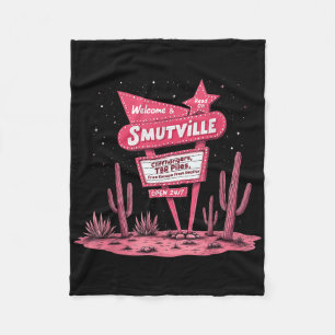 Smutville Funny Book Lover Retro Sign Reading Grap Fleece Blanket