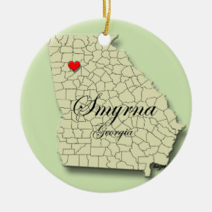 Smyrna, Georgia, Map Christmas Ornaments