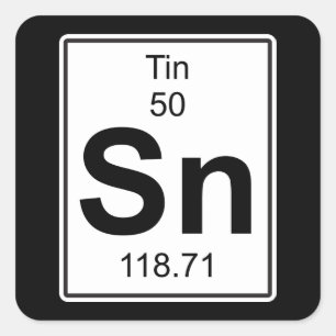 Sn - Tin Square Sticker