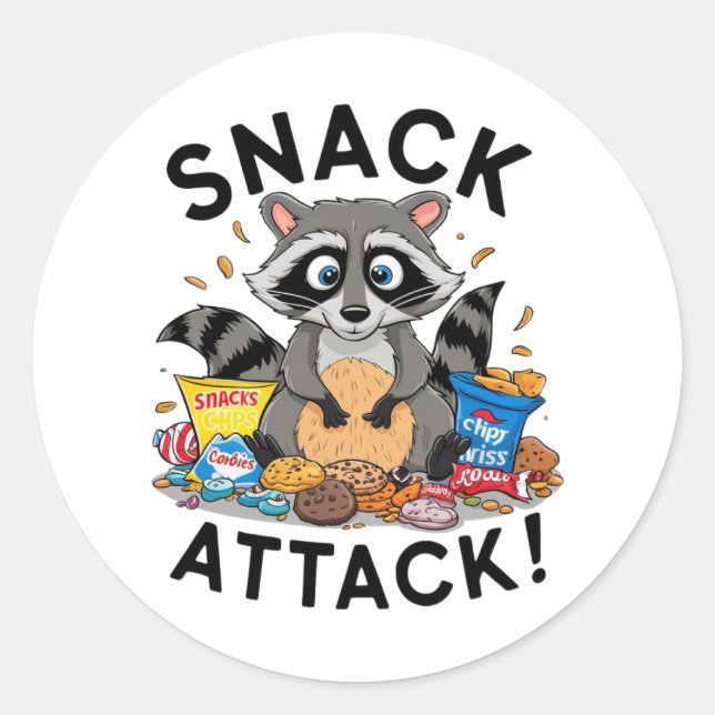 Snack Attack Classic Round Sticker (Front)