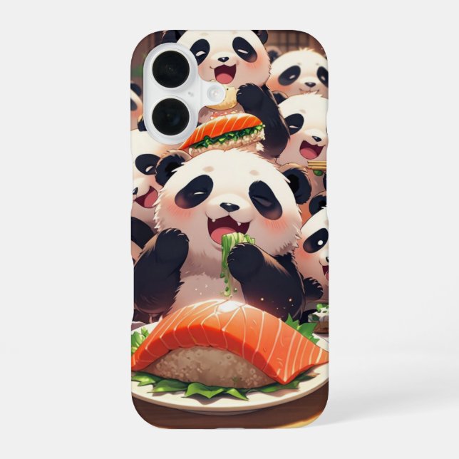 Snack Attack Panda iPhone 16 Case (Back)