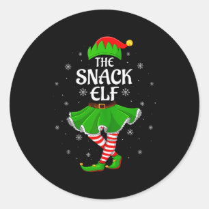 Snack Elf Christmas Family Girls Women Elf Squad X Classic Round Sticker
