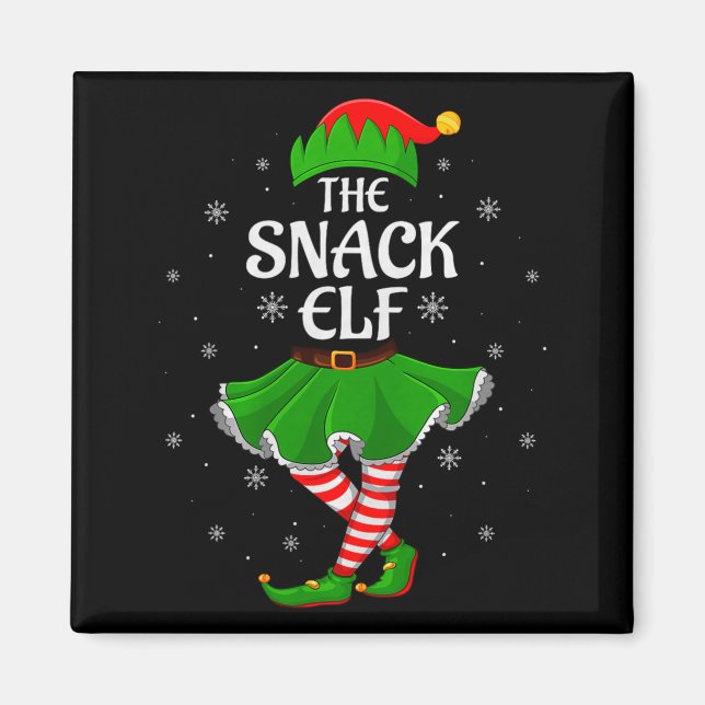 Snack Elf Christmas Family Girls Women Elf Squad X Magnet (Front)