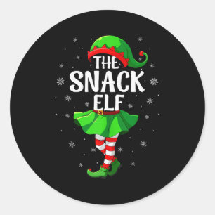 Snack Elf Christmas Girls Women Elf Squad Xmas Fam Classic Round Sticker