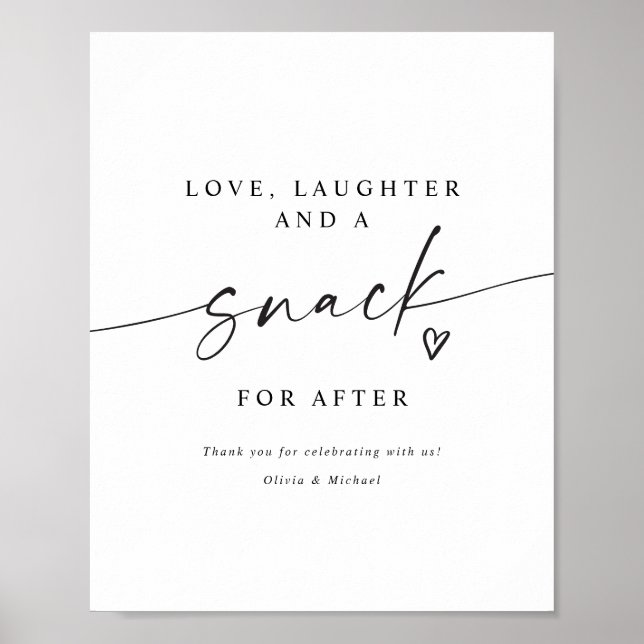 Snack for After Modern Handwritten Wedding Sign (Front)
