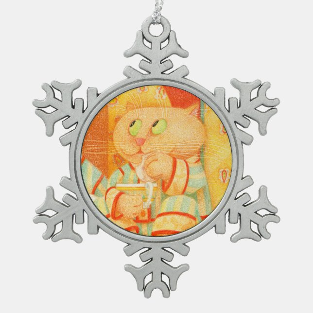 SNACK KITTY Pewter Snowflake Ornament (Front)