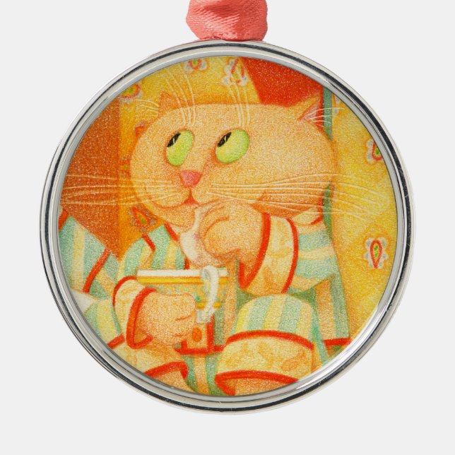 SNACK KITTY Premium Round Ornament (Front)