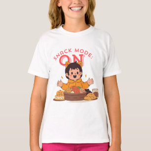 Snack Mode: ON – Cute Cartoon Character with Snack T-Shirt