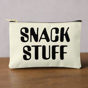 Snack Stuff Neutral Black Bold Typography Accessory Pouch