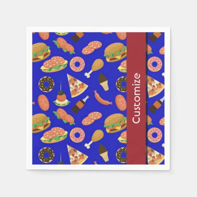 Snack Time Blue Picnic Napkins (Front)