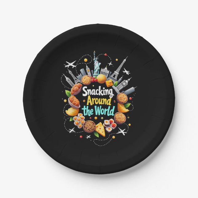 Snacking Around The World Fast Food Travel Travele Paper Plate (Front)