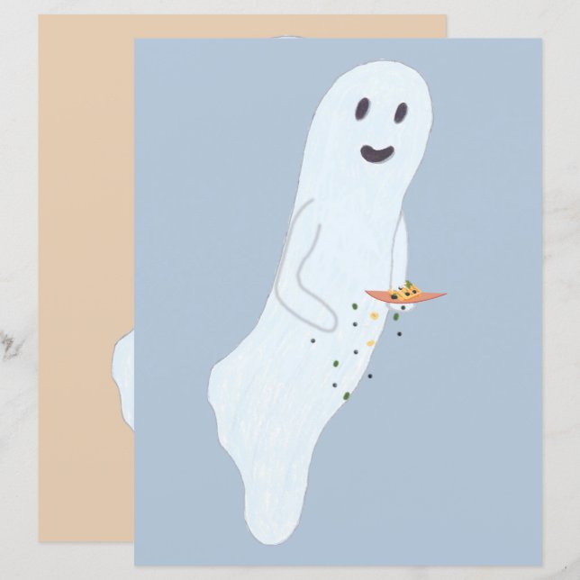 Snacking Ghost Halloween Papier de scrapbook (Devant / Derrière)