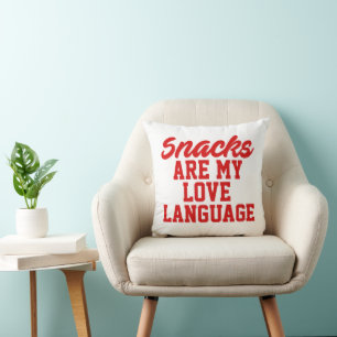 Snacks Are My Love Language Throw Pillow