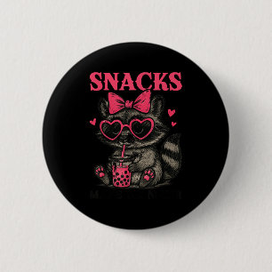 Snacks Make Me Nicer Funny Colorful Racoon With Su 2 Inch Round Button