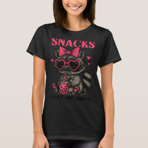 Snacks Make Me Nicer Funny Colorful Racoon With Su T-Shirt