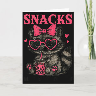 Snacks Make Me Nicer Funny Colourful Racoon With S Card