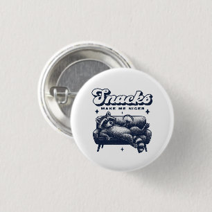 Snacks Make Me Nicer Funny Raccoon Animal Tacos 1 Inch Round Button