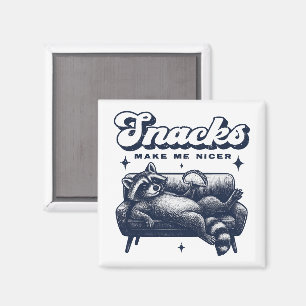 Snacks Make Me Nicer Funny Raccoon Animal Tacos Magnet