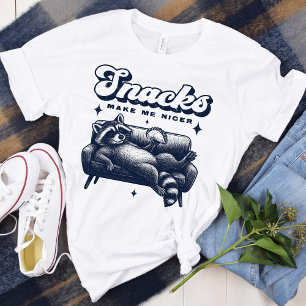Snacks Make Me Nicer Funny Raccoon Animal Tacos T-Shirt