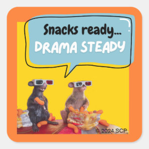 Snacks Ready, Drama Steady Square Sticker