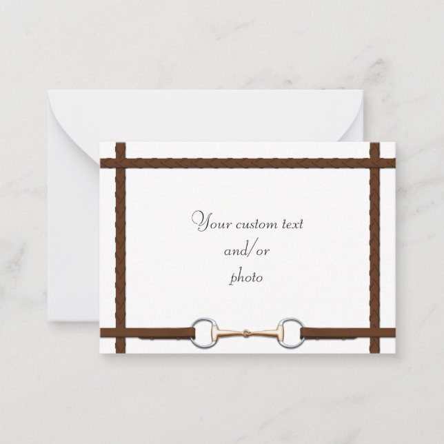 Snaffle Bit & Laced Reins Equestrian Horse Photo Card (Front)