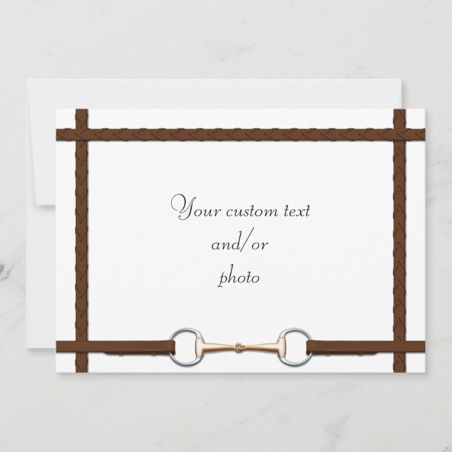 Snaffle Bit & Laced Reins Equestrian Horse Photo Thank You Card (Front)