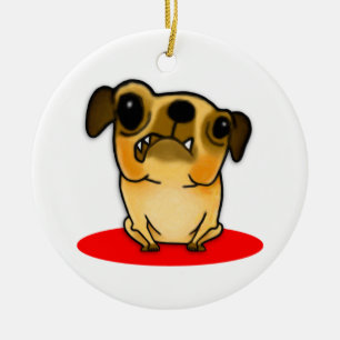 Snaggle Tooth Pug Ceramic Ornament