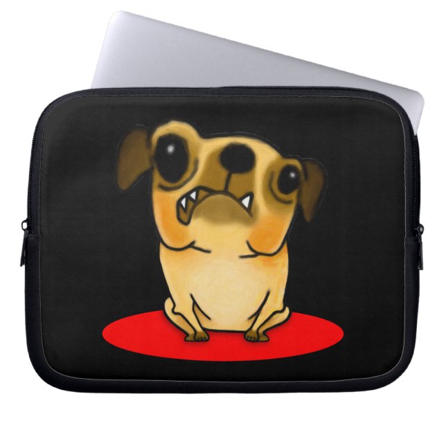 Snaggle Tooth Pug Laptop Sleeve (Front)