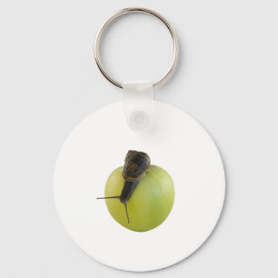 Snail and apple keychain