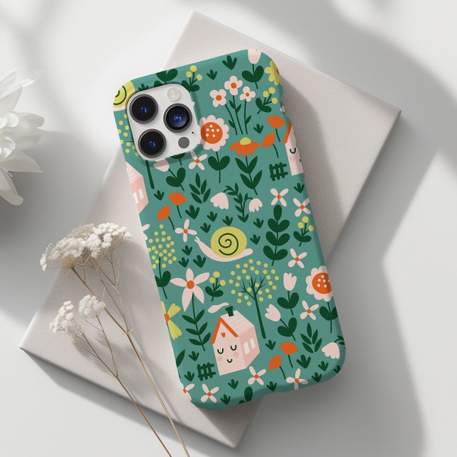  Snail and Flowers Cute Garden Botanical Case-Mate iPhone Case (Creator Uploaded)