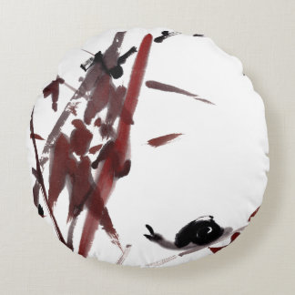snail and red bamboo art round pillow