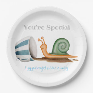 Snail and striped cup paper plate