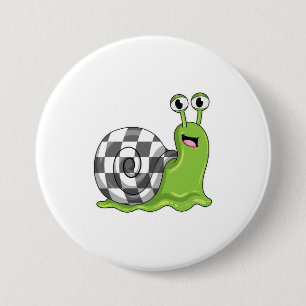 Snail at Chess with Chessboard 3 Inch Round Button