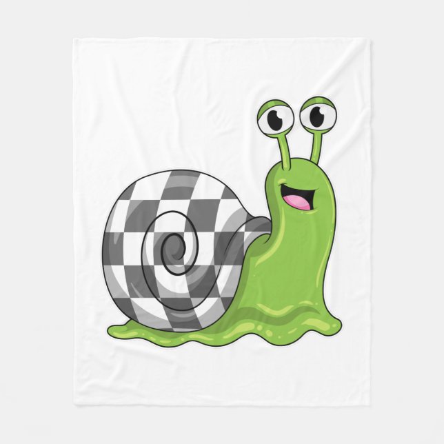 Snail at Chess with Chessboard Fleece Blanket (Front)
