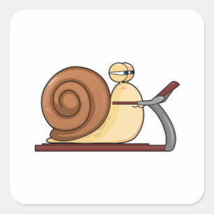 Snail at Jogging on Treadmill Square Sticker