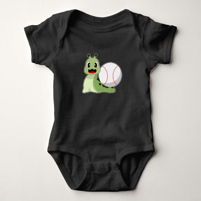 Snail Baseball Baseball bat Baby Bodysuit (Front)