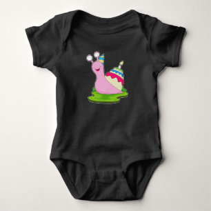 Snail Birthday Cake Baby Bodysuit
