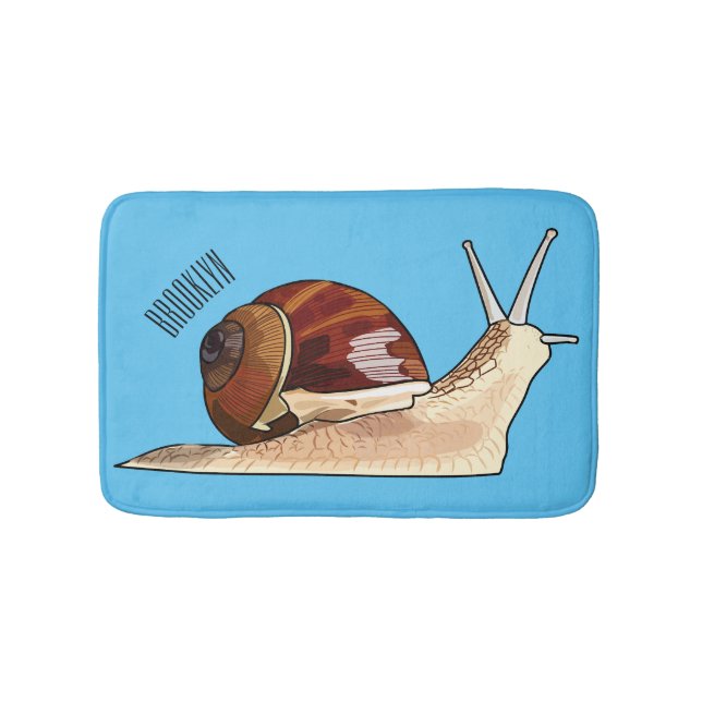 Snail cartoon illustration bath mat (Front)