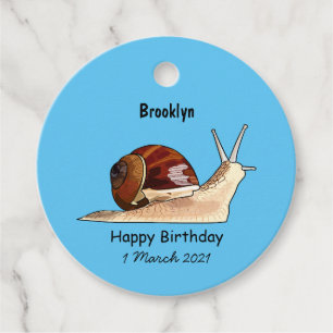 Snail cartoon illustration favour tags