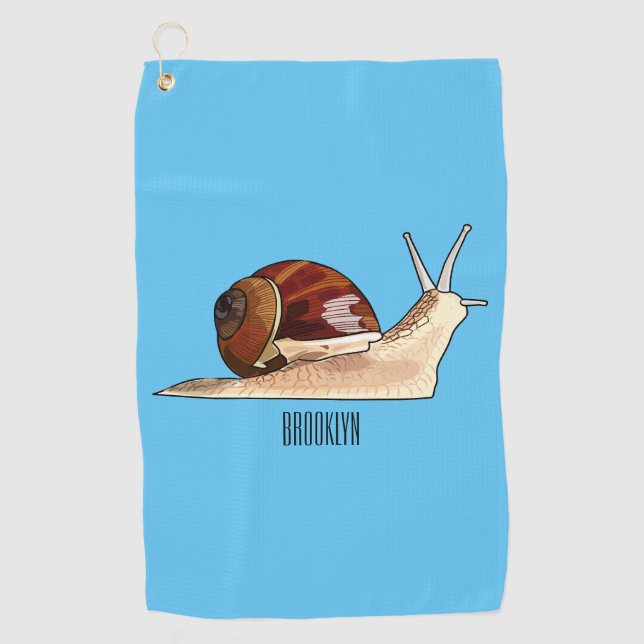 Snail cartoon illustration golf towel (Front)
