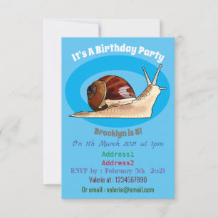 Snail cartoon illustration invitation