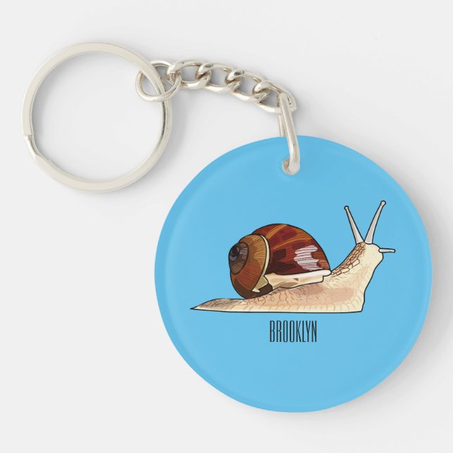 Snail cartoon illustration keychain (Front)
