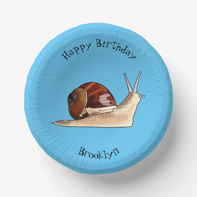Snail cartoon illustration paper plate (Front)